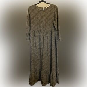 LOFT Green/black floral dress Medium